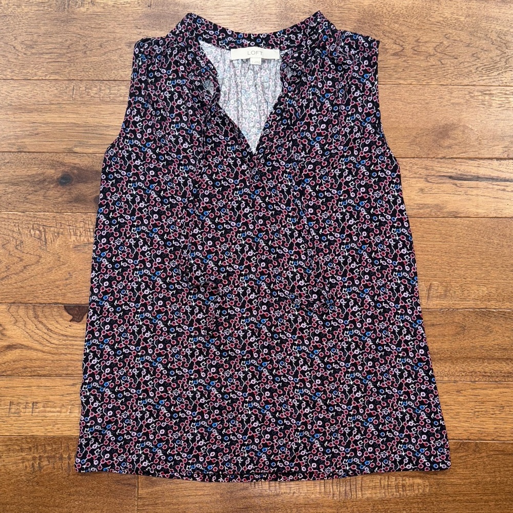 LOFT Women’s Sleeveless V-Neck Blouse - Multicolored - Size S